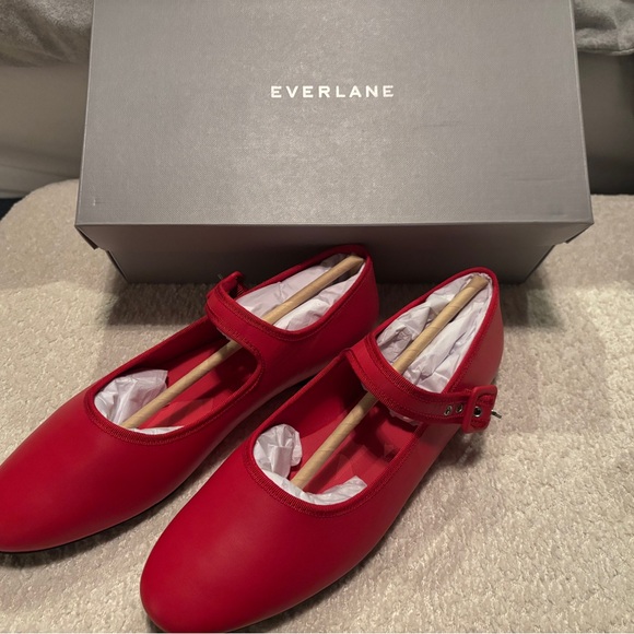 Everlane Shoes - NWT Everlane Day Buckle Mary- Red Mary Jane flats